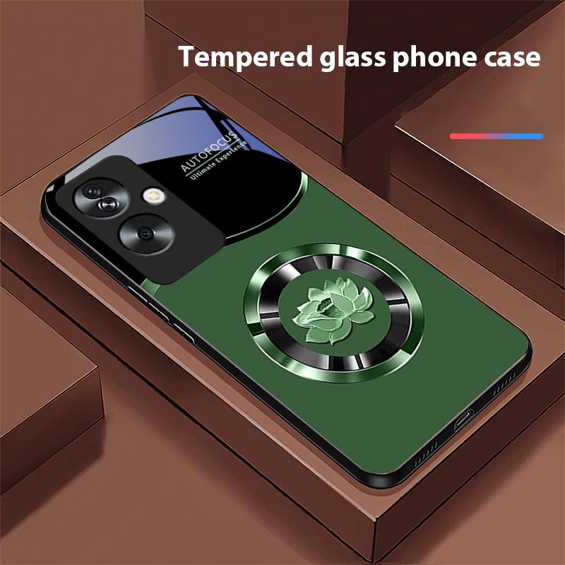 Круг Лотос Золото Для Oppo A79 5G 58 78 74 60 4G Reno 11F Realme GT 6 11 Note 50 10 C55 X2 Закаленное Стекло Черный Чехол для Телефона