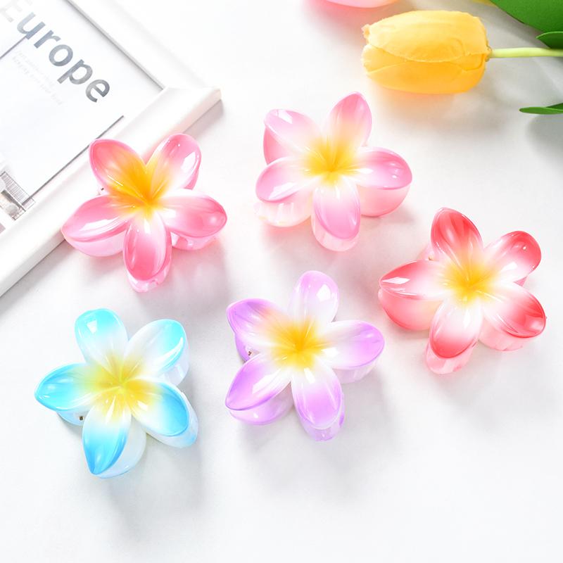 2 шт. 8 см гавайские цветы заколка для волос коготь головной убор аксессуары акриловая шпилька краб летний день рождения украшение свадебный подарок