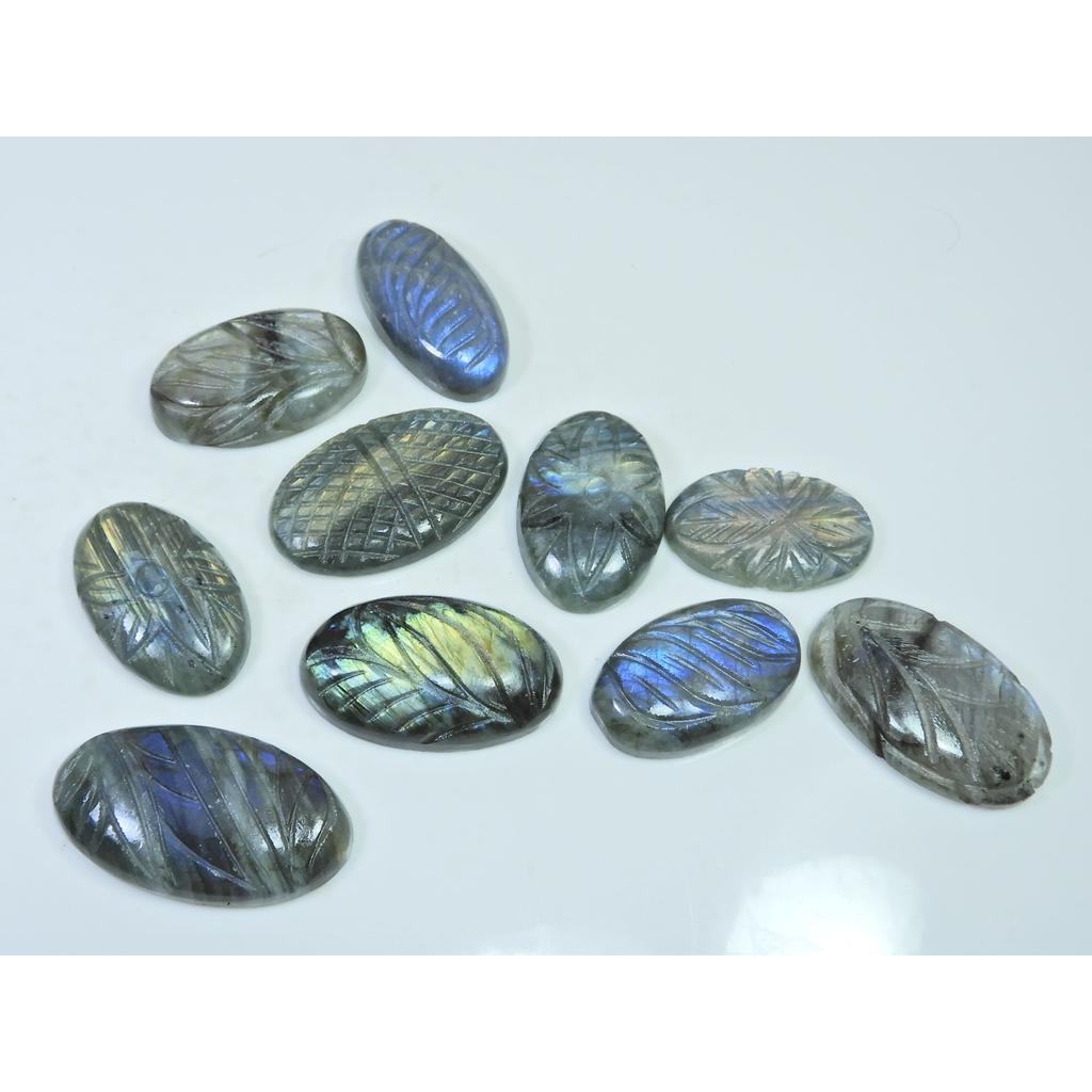 362Cts. Natural Labradorite Carving Oval Cabochon Loose Gemstone 10Pcs Lot LL-1048