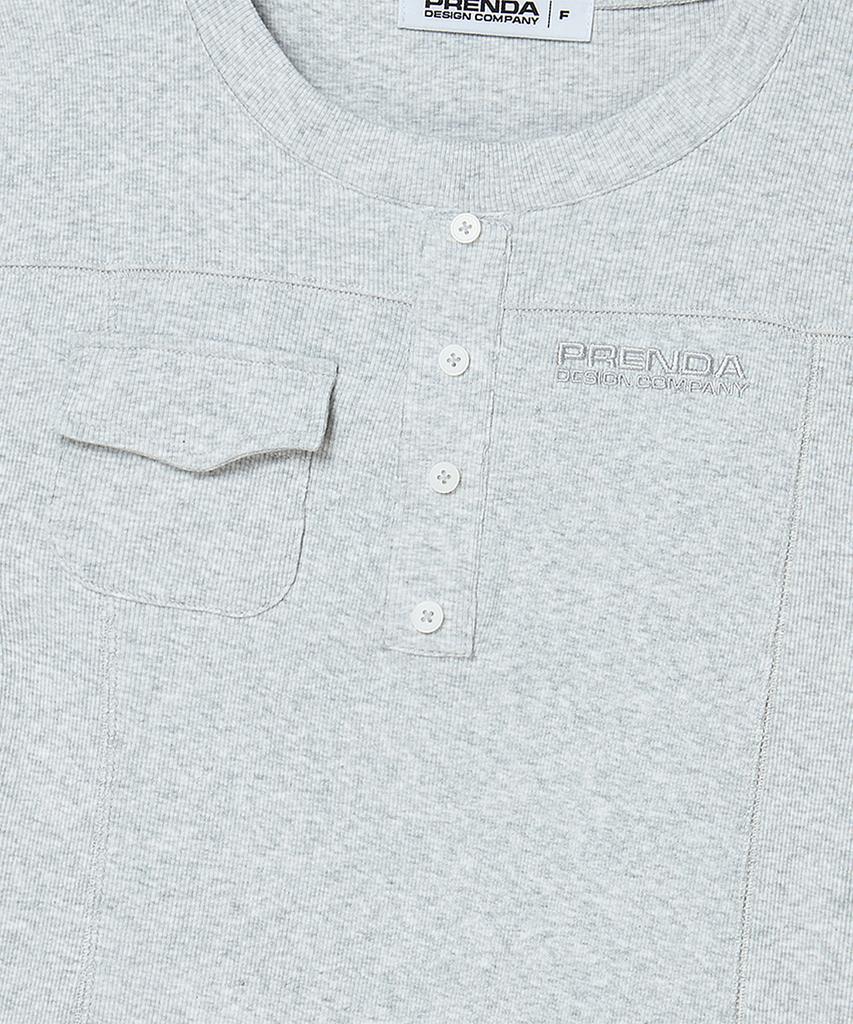 PRENDA Pocket Button Short Sleeve Gray