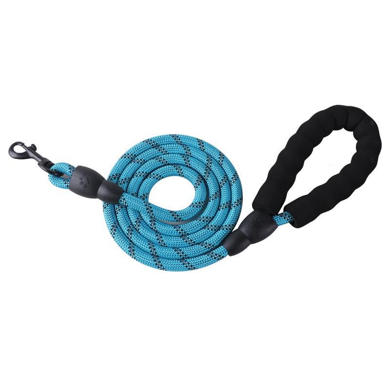 Reflective Multicolor Nylon Dog Leash with Foam Handle - Large & Medium, Explosion-Proof, Round Rope.
