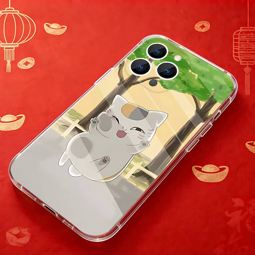 Сенсей Н-Нацумэ юдзинчо Нянко Чехол Для iPhone 17,16,15,14,13,12,11 Pro,Max,Plus,X,XS,XR,SE4,E Mini Прозрачный Мягкий Чехол