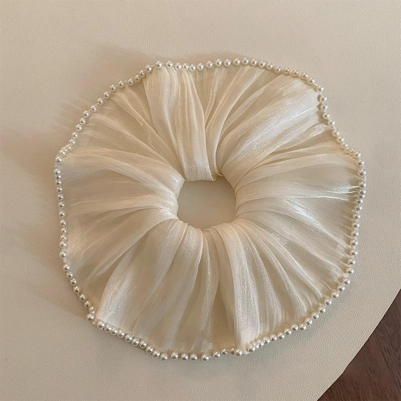 Ruffle High Elastic Hair Bands Girls French Vintage Elegant Hairbands Ribbon Hair Ties Women Girls Cute Hair Styling Accessories