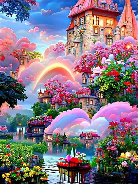 Набор для алмазной живописи «Цветочная фантазия» Полный квадратный круглый вышитый мозаичный дом Пейзаж Домашний декор