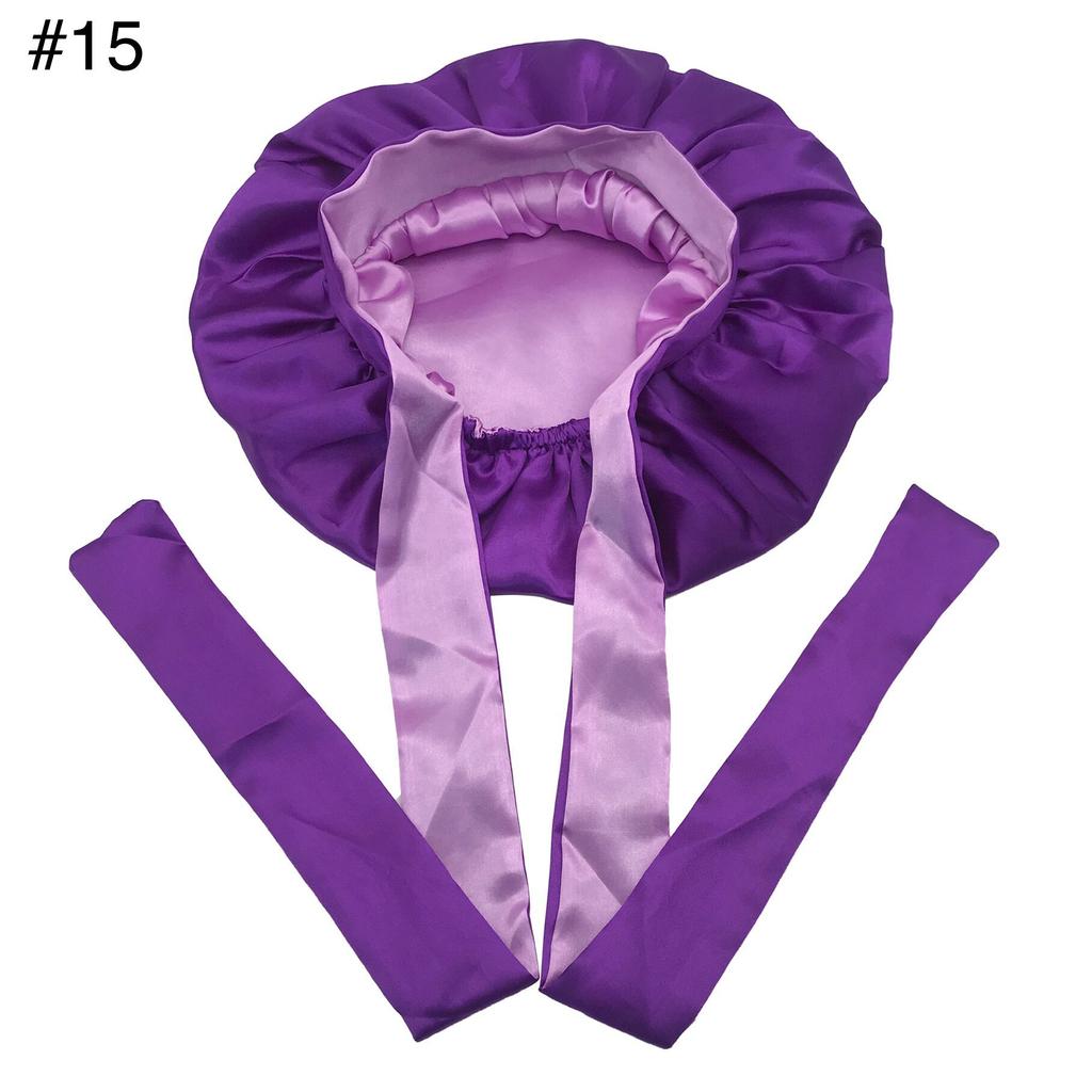 Long Tie Satin Hat Woman Fashion Sleeping Hair Bonnet Double Layer Braids Bonnets