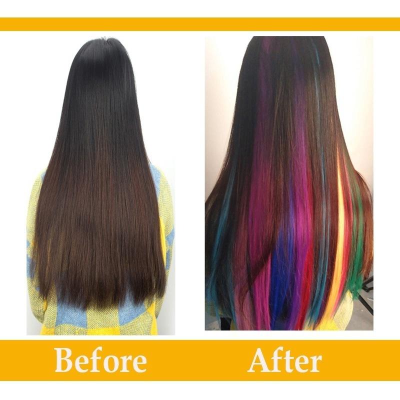 Multi Colors Hairpiece Straight Hair Extensions Hair Pieces Clip In Hair Extensions 55cm