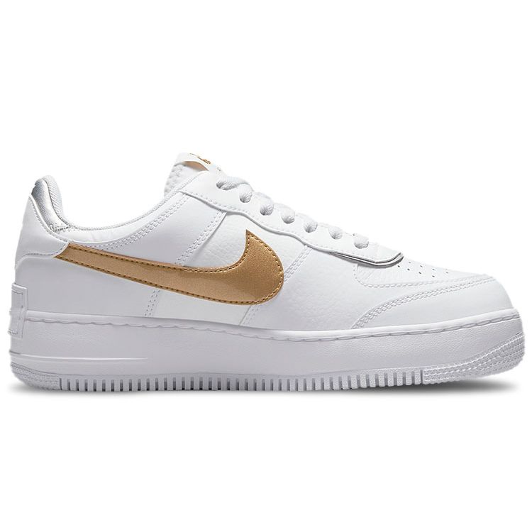 Nike Air Force 1 Shadow White Metallic Gold Женские кроссовки Metallic-Silver DM3064-100