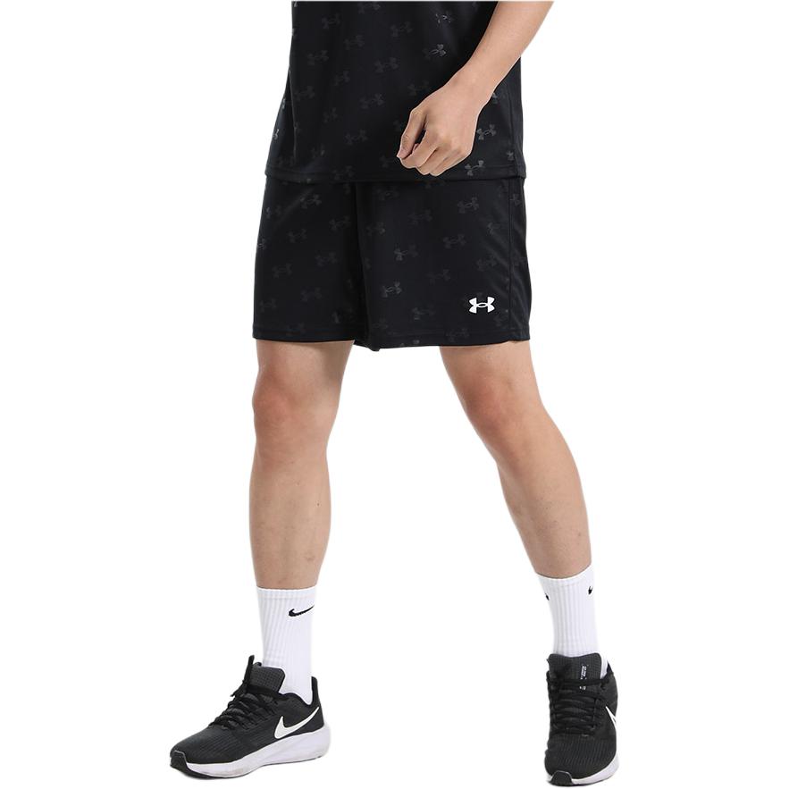 Under Armour Эластичные дышащие тренировочные шорты с полным принтом логотипа, мужские штаны, черные 21500231-001