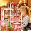 3D DIY Dream Princess Castle Villa Сборка кукольного домика Набор игрушек для девочек Семейная игрушка Детская музыкальная кукольная вилла Сборка дома