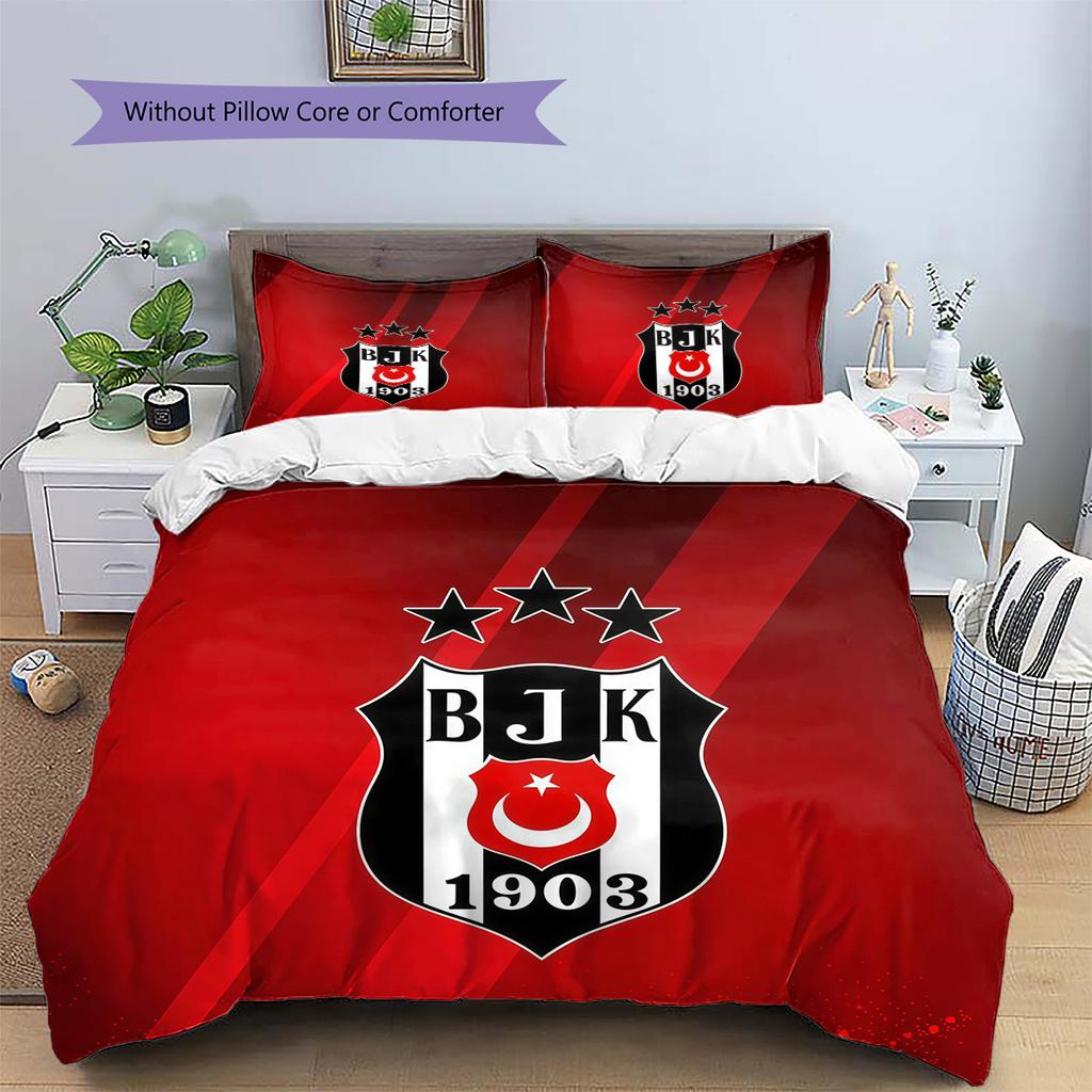 BJK2 Pattern Bedding Quilt Set Home Decoration Gift (1 * duvet cover + 2 * pillowcase without core)