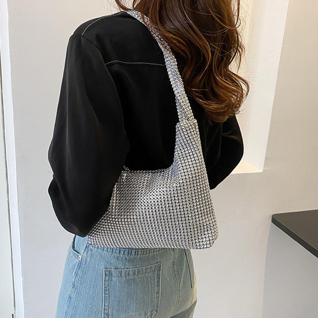 Нежная сумка через плечо для сумки со стразами, клатч, сумочка, вечерняя сумочка, серебристая блестящая сумка подмышкой на День святого Валентина