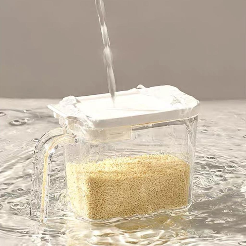 1 Sealed Pop-Top Seasoning Box with Spoon, Household Moisture-Proof Seasoning Bottle, Msg Salt Seasoning Storage Box