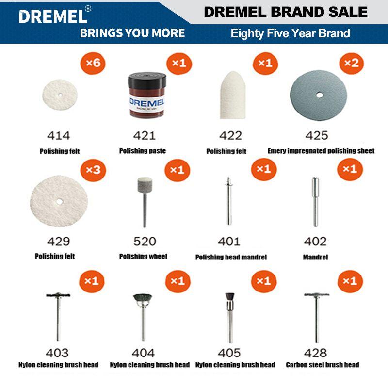 Dremel 684-01 Набор насадок для вращающихся инструментов для чистки и полировки, 20 предметов, с футляром