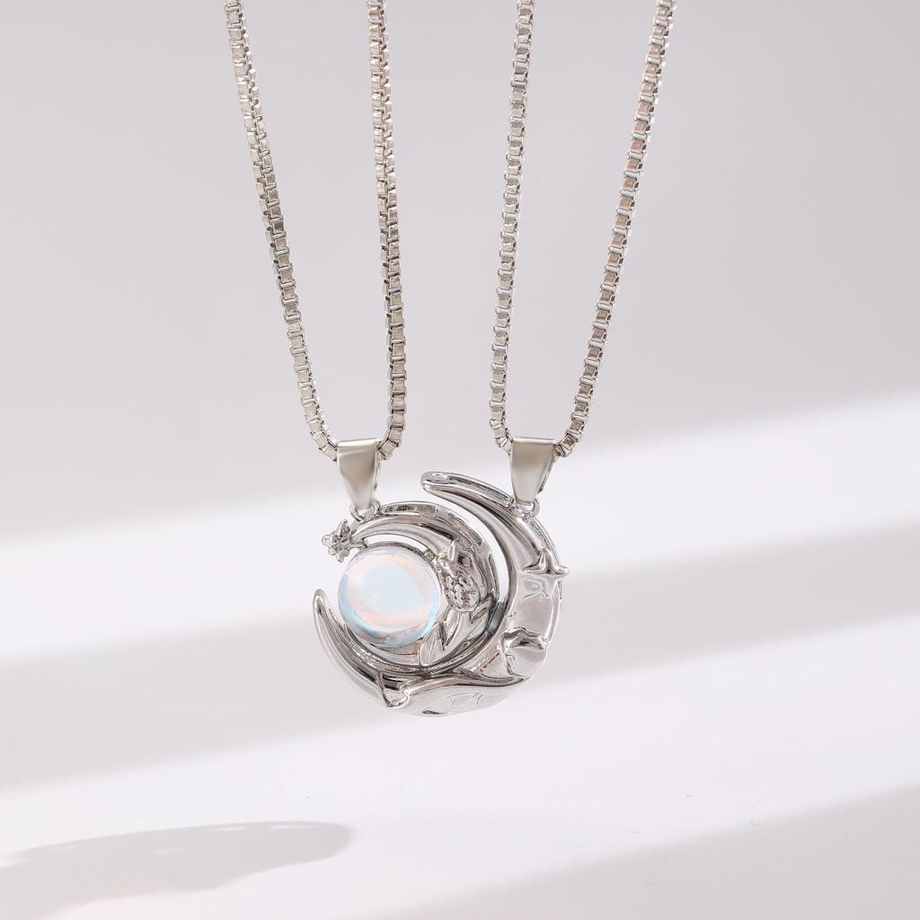 Магнитное ожерелье для пары «Солнце и Луна» – Кулон с проекцией на 100 языках