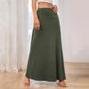 Women Maxi Skirt Elastic High Waist A-Line Long Skirt Solid Color Design Casual Knitting Skirt Spring Autumn Daily Wear