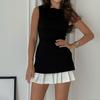 Женское модное облегающее платье без рукавов Vestido для офиса, поездок на работу, мини-платье для улицы, элегантное короткое плиссированное платье в стиле пэчворк