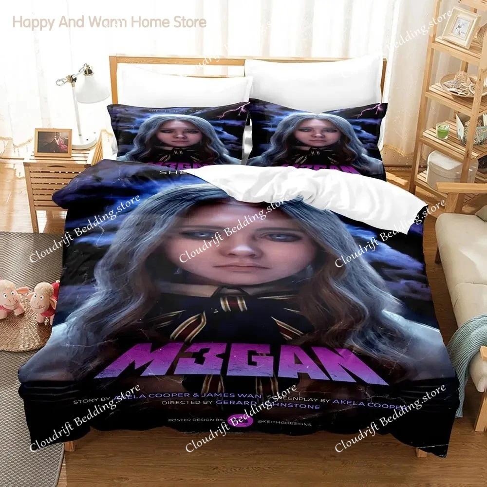 Постельное белье из фильма M3GAN Односпальное Двуспальное Полный Размер Queen Size King Size Комплект для Спальни Взрослых Пододеяльник 3D Аниме Комплект Постельного Белья