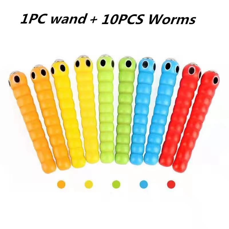 Montessori Educational Wooden Toys Wand Worms For Catch Worm Game Strawberry Grasping Baby Wooden Children Toys Accessories