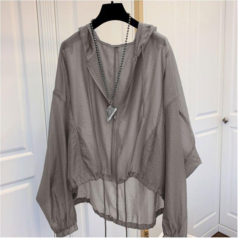 Women Ice Silk Sun Protection Clothes Long Sleeve Thin Shawl Anti-UV Open Front Coat