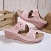 2025 New Plus Size Wedge Slippers Women's Shoes Summer Cutout Wedge Fish Mouth Wedge Platform Beach Slippers
