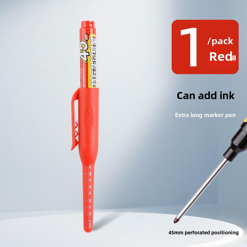 Jin Wannian 45mm Long-Head Refillable Waterproof Marker Pen for Deep Hole Woodworking and Construction.