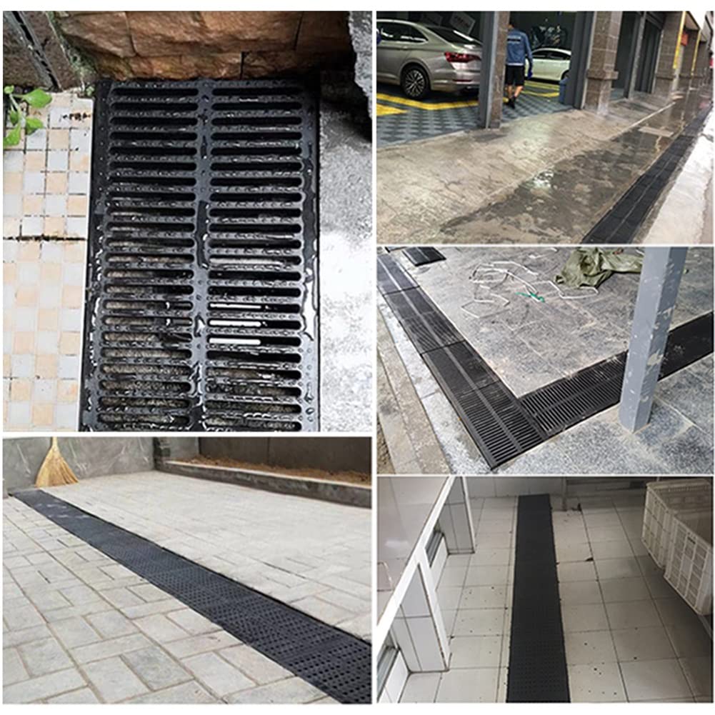 50X30X3CM Outdoor Rectangular Drainage Gutter Cover Plastic Resin Linear Filter Anti Clogging Grille Suitable for Garage Entrance Lawn Ditch Kit