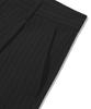 TRILLION One-Pleat Stripe Button Strap Wide Slacks [Black]
