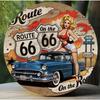 Винтажная металлическая табличка Route 66 Ретро Гараж Мужская берлога Настенный декор Жестяное искусство