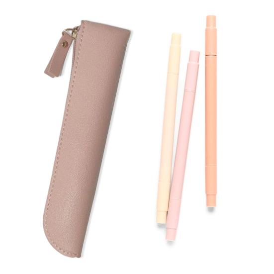 Пенал тонкий искусственная кожа пенал небольшой мешок для хранения ручек канцелярский органайзер для ручек и линеек