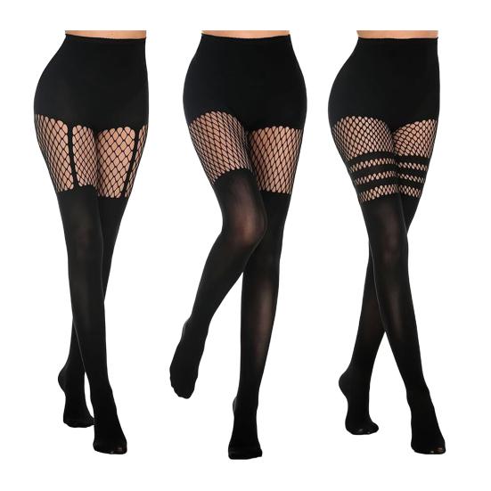 Женские чулки в сетку, сексуальные чулки до бедра, готические черные леггинсы в сетку с высокой талией
