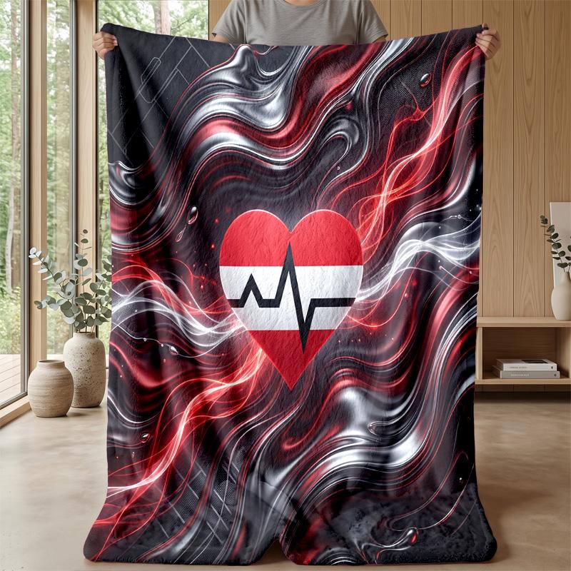 Austria Football Printed Flannel Blanket Skin Friendly Warm Decorative Throw for Indoor Couch Bed Daily Use