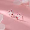 Rabbit Stud Earrings Women's Light Luxury Niche Design Sense Natal Year Heart Rabbit Earrings Summer