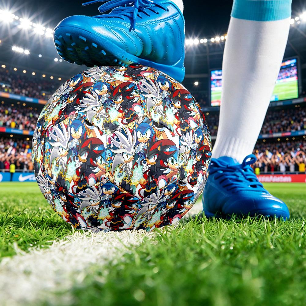 Sonic Printed Size 5 Standard Football, Waterproof PU Training Soccer Ball for Outdoor Sports