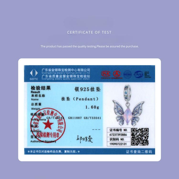 Винтажный Волшебная Бабочка Сделай Сам Браслет Ожерелье Подвеска, Фиолетовый Элегантный Стерлинговое Серебро S925 С Бусинами