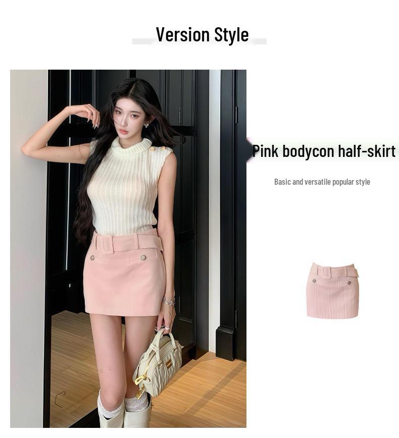 Korean Style Elegant Corduroy A-line Winter Skirt with Belt for Women - Slimming Bodycon Short Skirt
