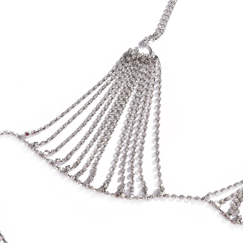 Сетчатая одежда для вечеринок Женская сексуальная Стразы Стильные Хрустальные Украшения Украшения для бюстгальтера Нижнее белье Бикини Цепочка