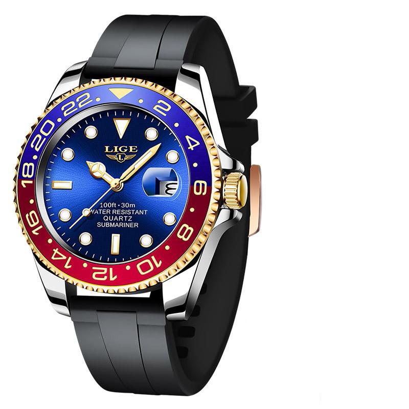 LIGE TOP Man watch luminous stainless steel sports business quartz mens wristwatch luxury clock waterproof watches for men reloj