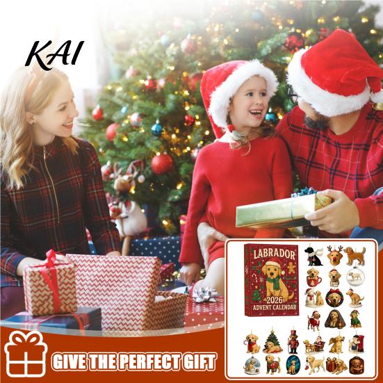 Christmas Dog Theme Decorations 2026 Labrador Advent Calendar, 24 Days 2D Flat Acrylic Ornaments Festive Home Decor Accessories Countdown Collectible