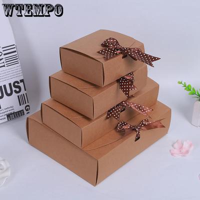 WTEMPO 40 шт. подарочных коробок из крафт-бумаги с бантом, прямоугольные пустые коробки с откидной крышкой, кошельки для ювелирных изделий, шелковые шарфы, подарки, упаковочные коробки