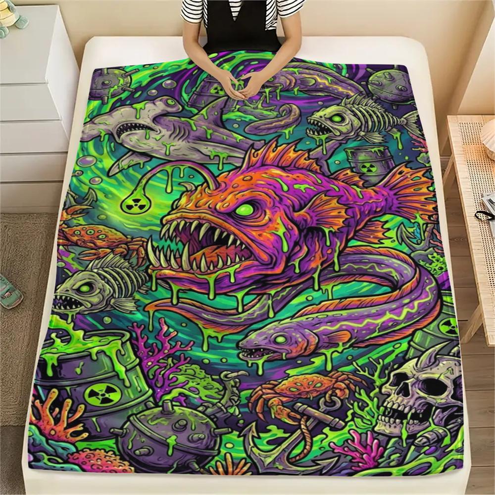 Corrosive marine organisms Print Flannel Blanket,High quality Comfortable for All Seasons,Home Decor,Warmth and Comfort,Perfect for Christmas Gifts