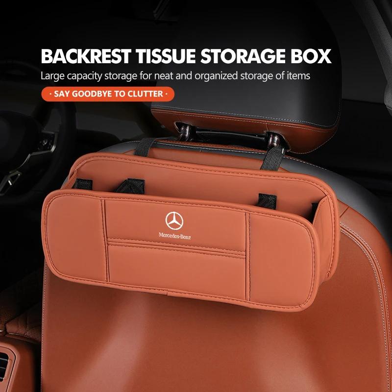 XDFMN1 Hot 2026 New For Benz Car Seat Backrest Tissue Box Multifunctional Organizer Storage Box For Mercedes Benz AMG A C E S G Class W