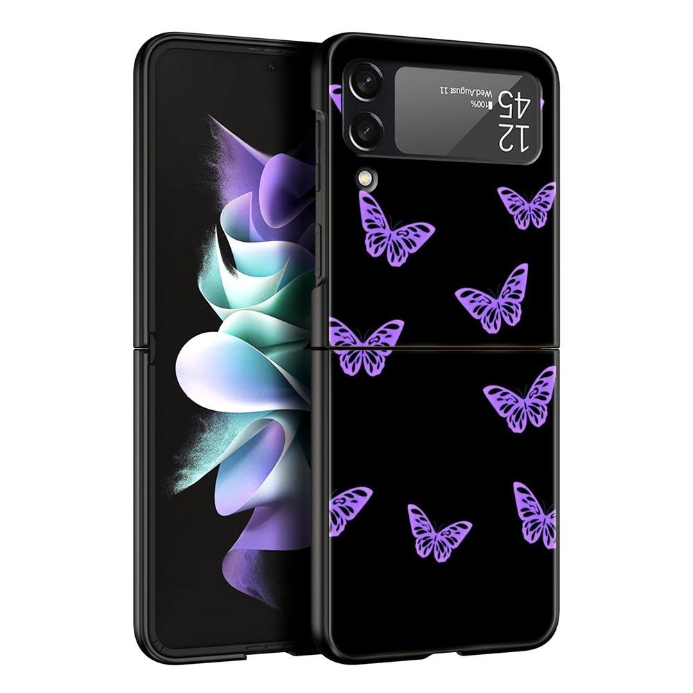 Для Samsung Galaxy Z Flip 3 4 5 жесткий черный складной чехол для ПК-телефона бесконечность на фиолетовом для Samsung Z Flip3 защитный чехол