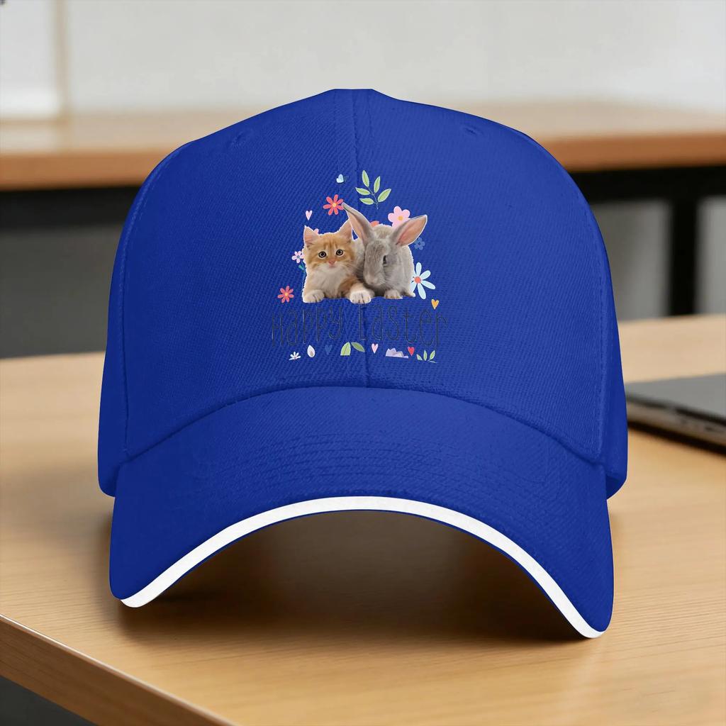 Cute Easter Bunny And Kitten Casual Baseball Cap Running Hippie Trucker Hat Summer Sun Unisex Unisex Yk Retro Baseball Caps