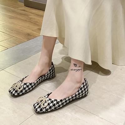 Новая модная женская обувь 2024 года, весна и лето, новые универсальные повседневные туфли с квадратным носком и неглубокой подошвой, удобные туфли на плоской подошве