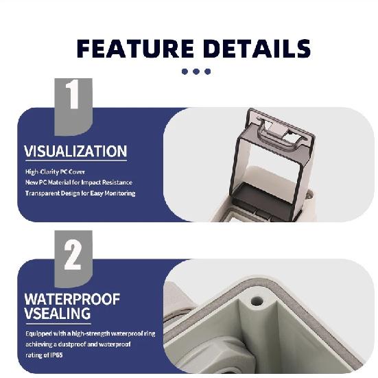 DC PV Disconnect Switch Box with DC 600V 63A MCB IP65 HT 2Ways Waterproof Box 1 in 1 out Solar photovoltaic PV Combiner Box