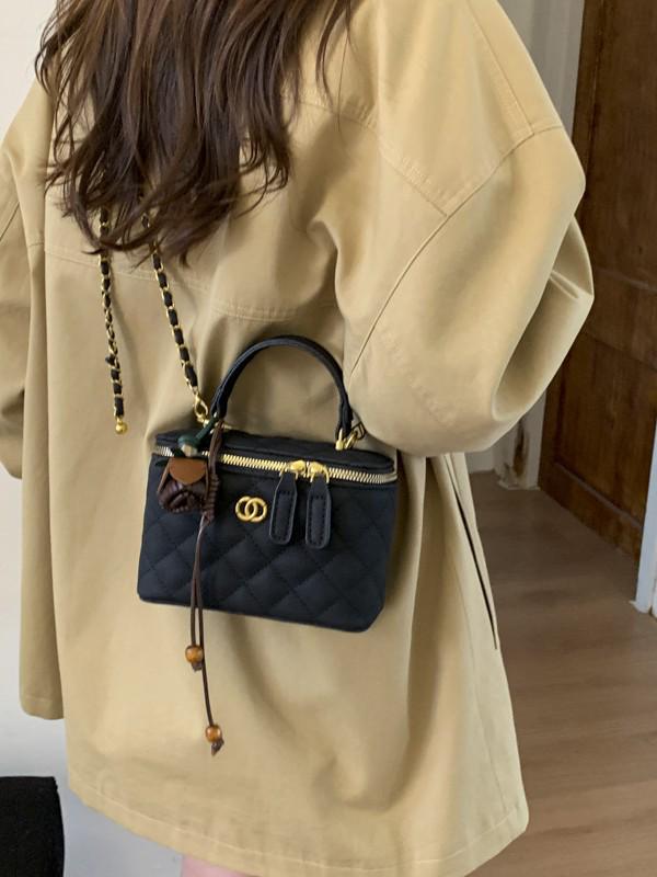 Женская модная сумка-клатч с цепочкой и ромбовидным узором 2025 года - Универсальная сумка-коробка для ношения на плече или через плечо