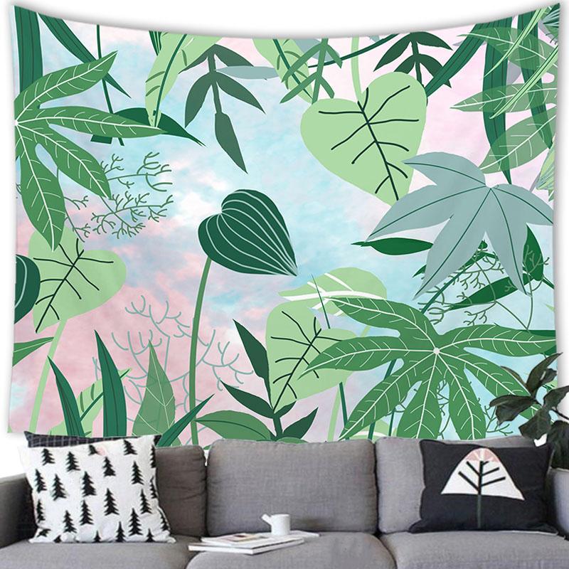 Тропическое растение, зеленый лист, гобелен, садовый фон, богемный большой тканевый настенный декор для дома, гостиной, комнаты