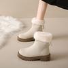 Модная теплая женская обувь большого размера с круглым носком на платформе, зимние женские сапоги для снега по акции, пушистая обувь, удобные и элегантные ботильоны