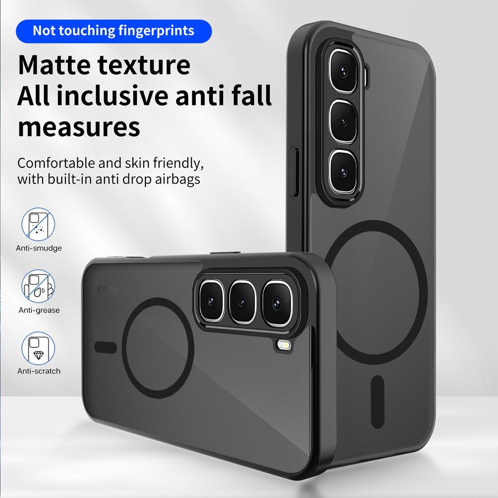 KEYSION Магнитный чехол для телефона для Infinix Hot 60i 4G TPU+PC Матовый полупрозрачный ударопрочный чехол для Infinix Hot 60 Pro+ 60 5G