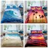 Комплект постельного белья с рисунком 3D морской пейзаж, пляжный принт, пододеяльник, наволочка, односпальная кровать для подростков, постельное белье, подарок